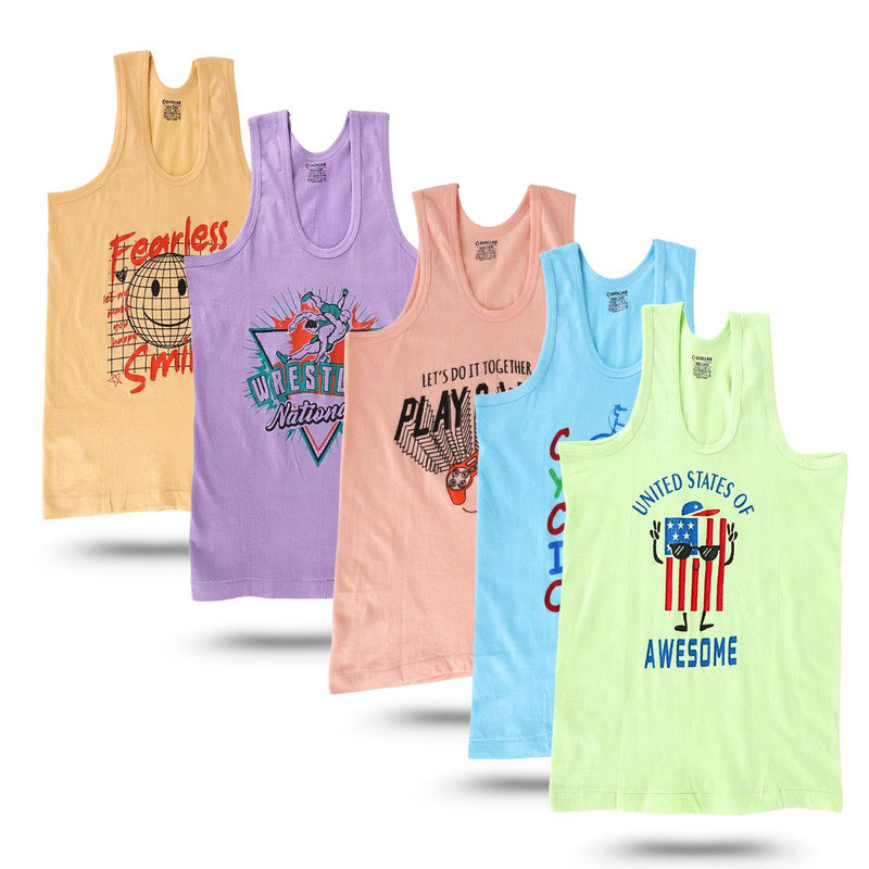 Dollar Kids Boys Cotton Printed Vest Multicolor Pack Of 6