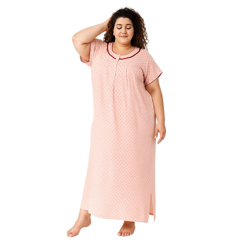 Spenca Cotton Printed Front Plates Nighty Gown 2XL Size