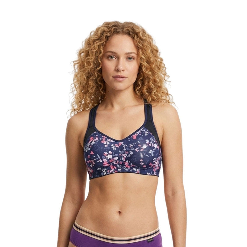 Stretchable Tactel Printed Wire-Free T-Back Bra Assorted Colors