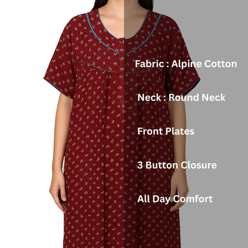 Spenca Alpine Cotton Printed Plates Nighty Gown 2XL Size