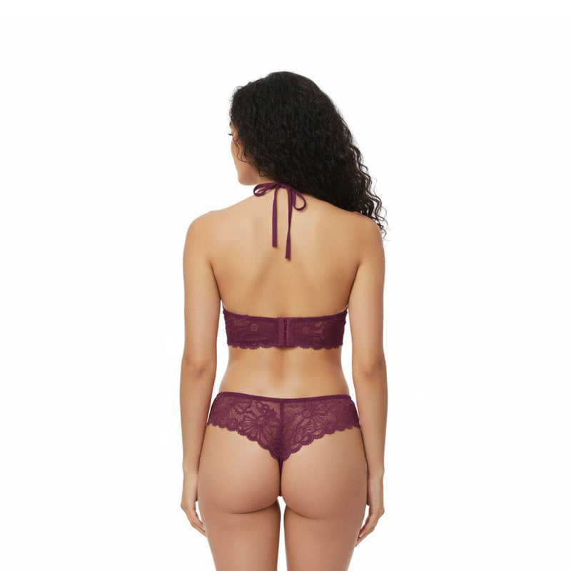 Spenca Neted Halter Neck With Thongs Nighty Free Size