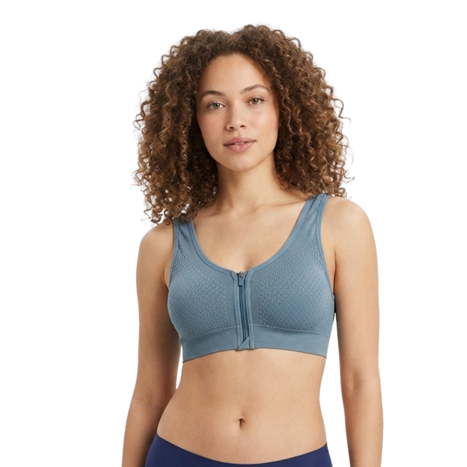Spenca Stretchable Polymide Zipper Sports Bra / One Size / Assorted Colors