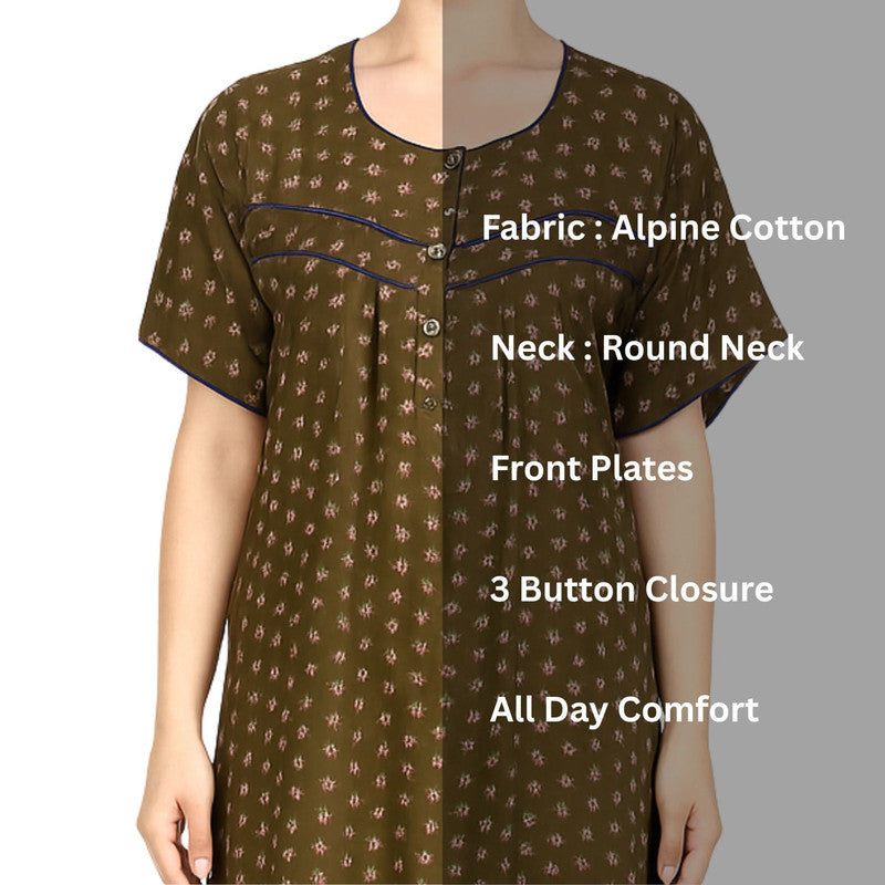 Spenca Alpine Cotton Printed Plates Nighty Gown 2XL Size