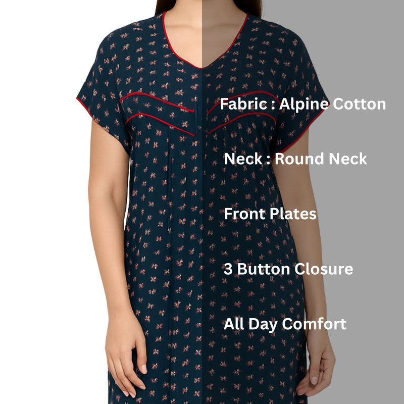 Spenca Alpine Cotton Printed Plates Nighty Gown 2XL Size
