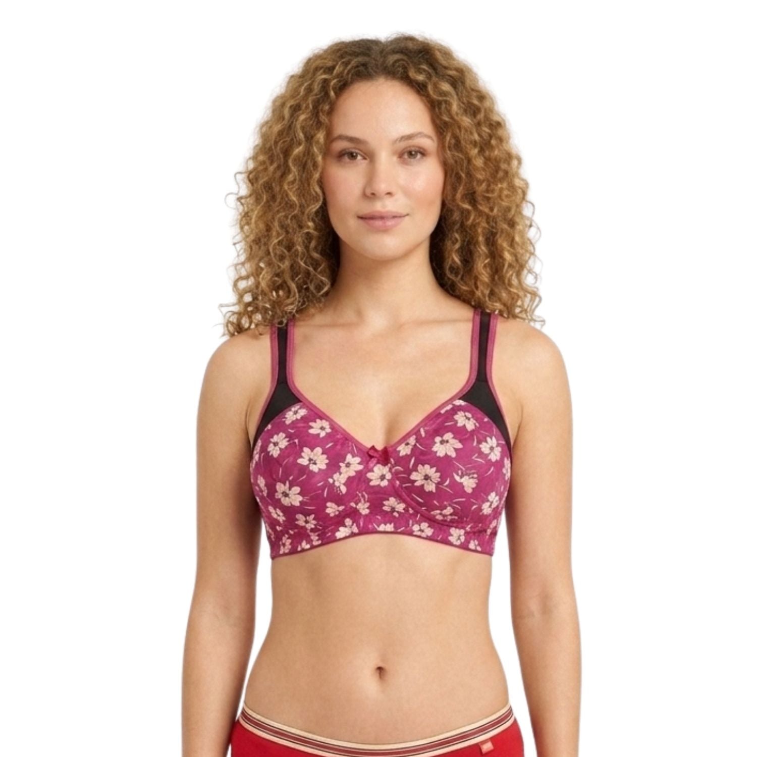 Stretchable Tactel Printed Wire-Free T-Back Bra Assorted Colors