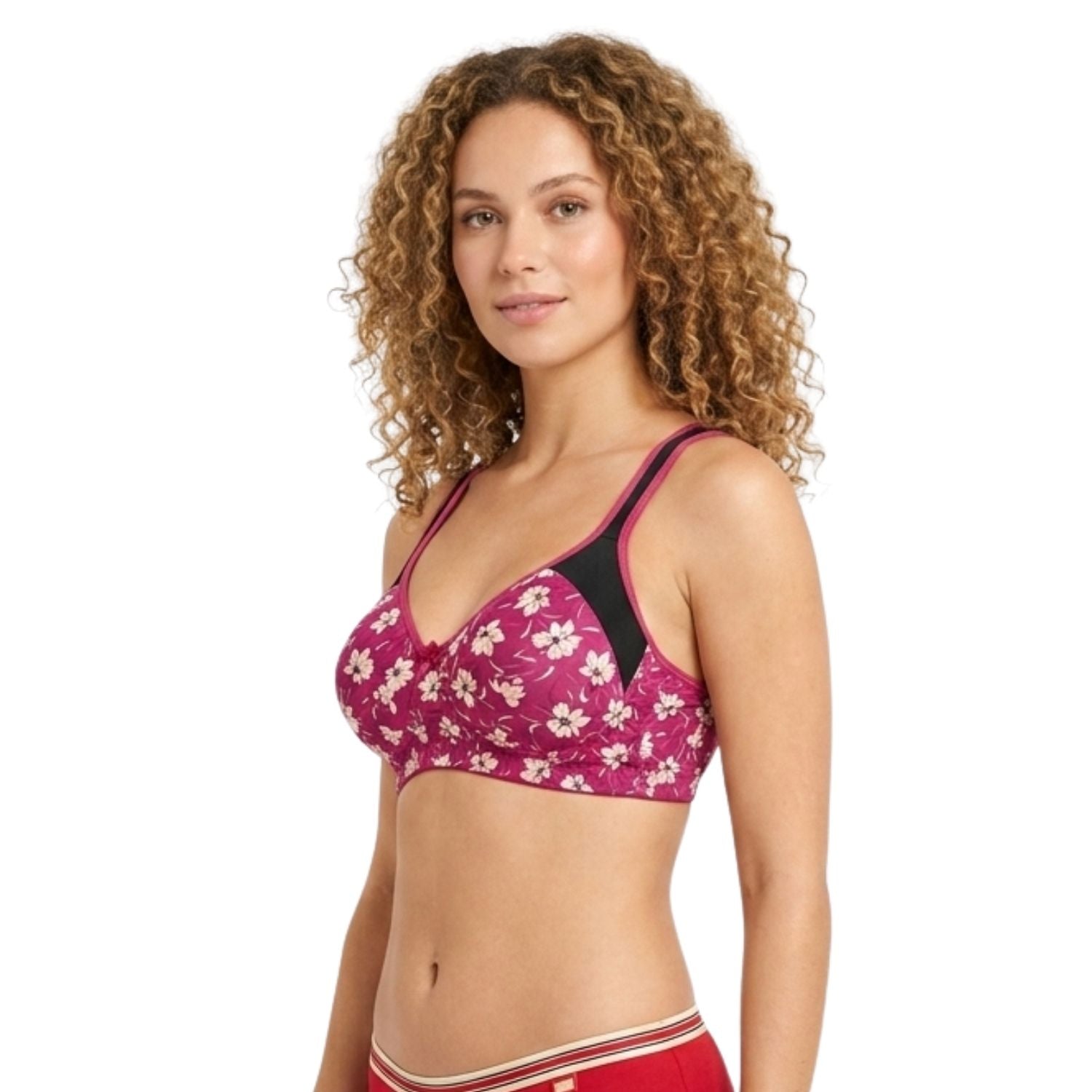 Stretchable Tactel Printed Wire-Free T-Back Bra Assorted Colors