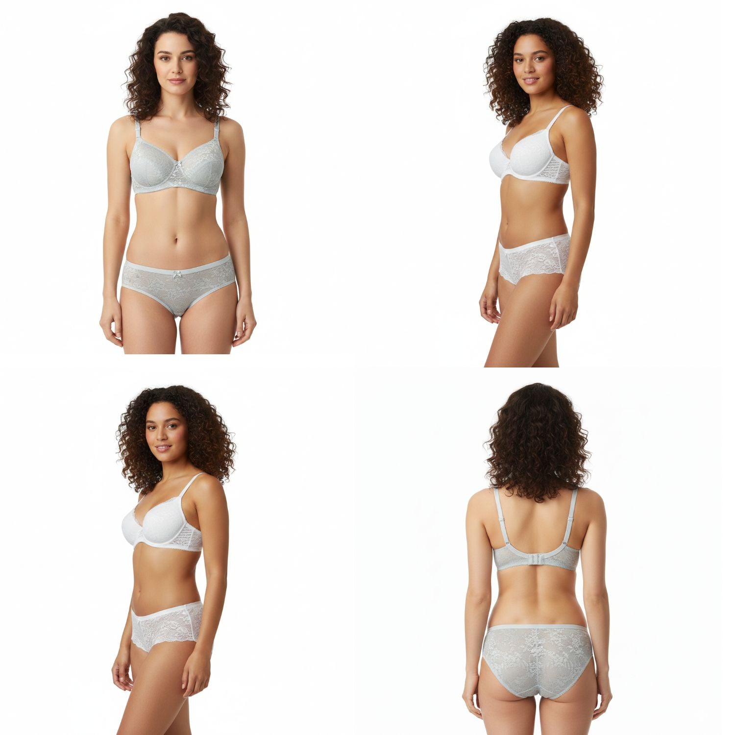 College Girl Neted “B” Cup Light Padded Non Wired Bra & Mid Rise Brief Lingerie Set Assorted Colors