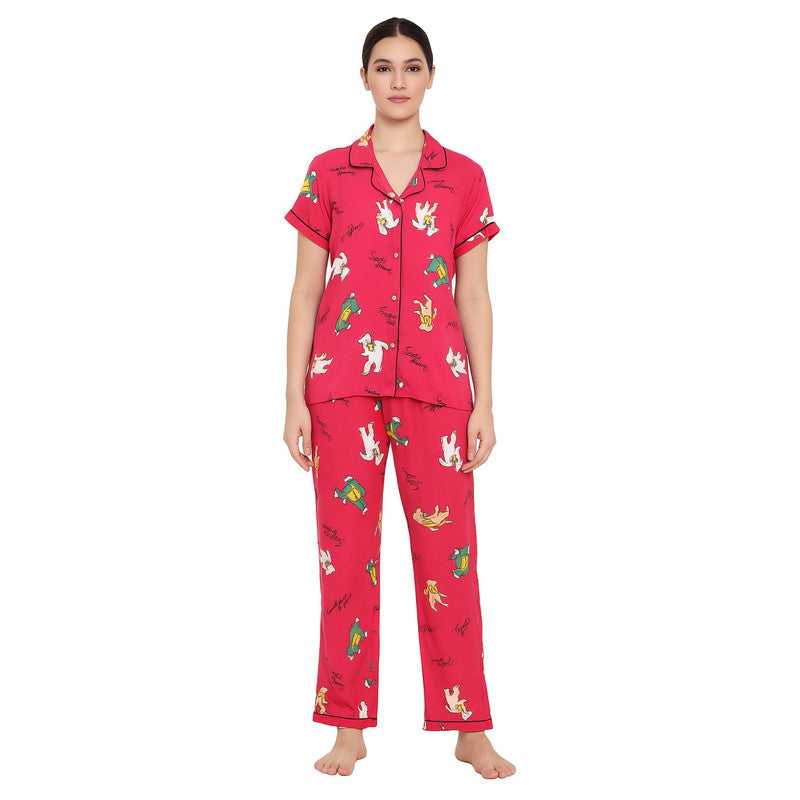 Spenca Rayon Women Front Open Night Suit Rani