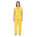 Spenca Rayon Women Front Open Night Suit Yellow