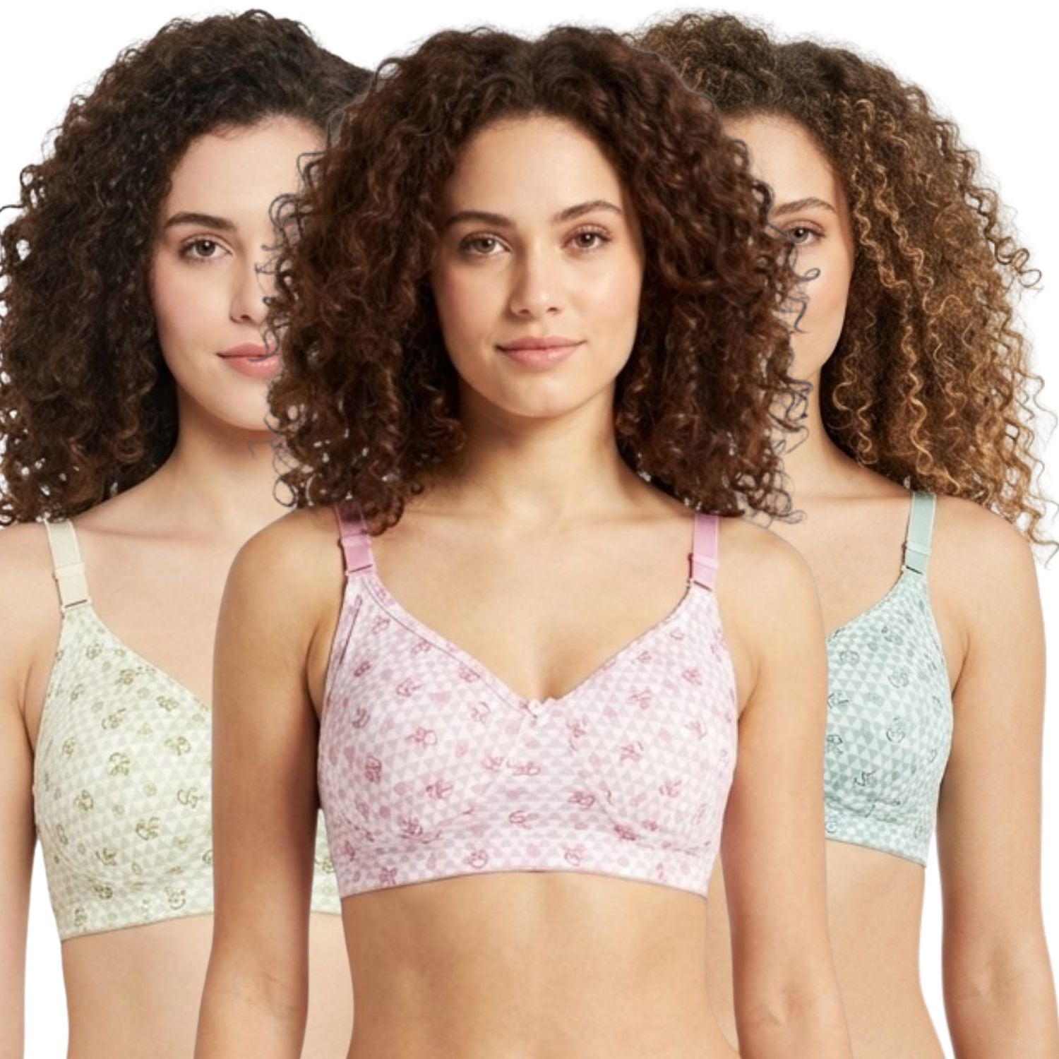 Goodwill Non Padded, Non Wired, Seamless "C" Cup Bra Pack Of 3 Assorted Colors