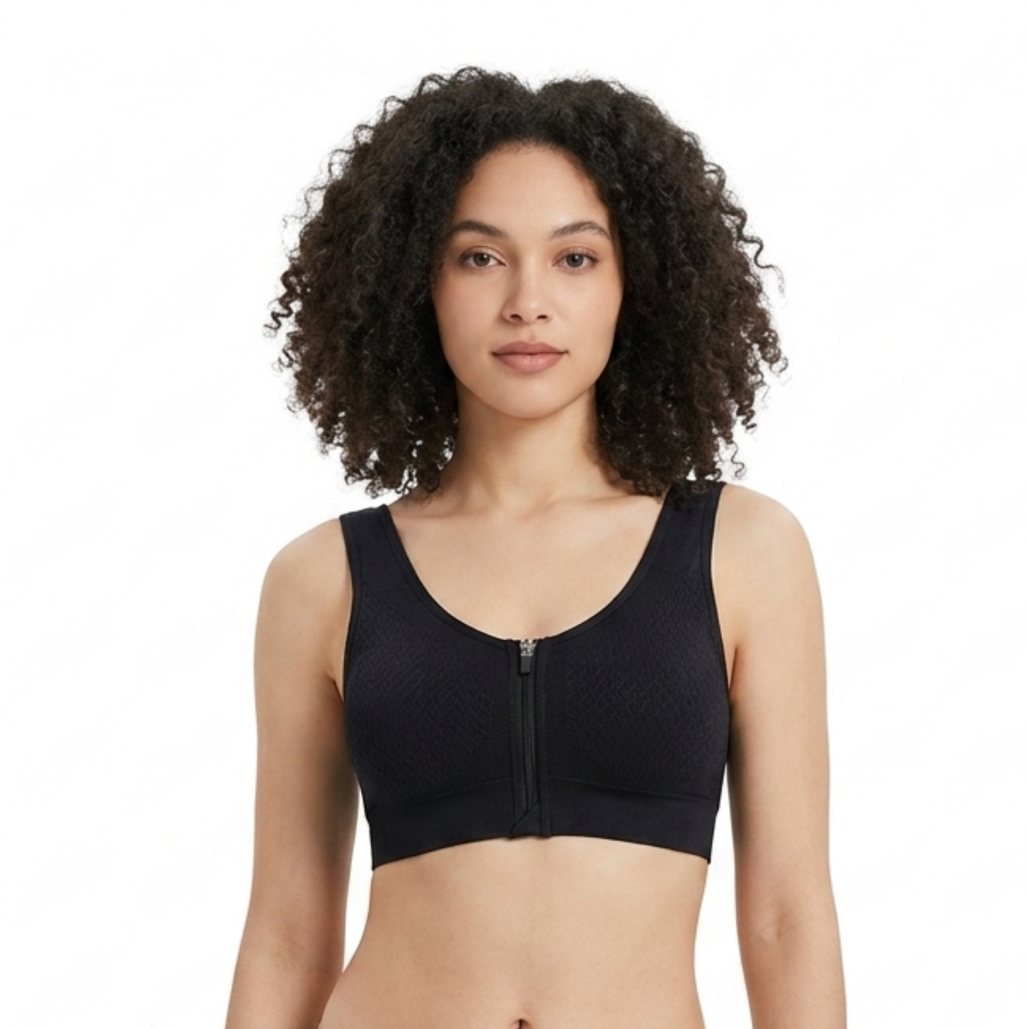 Spenca Stretchable Polymide Zipper Sports Bra / One Size / Assorted Colors