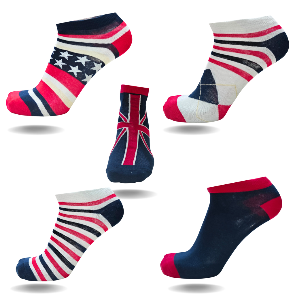 BodyCare Men's Cotton Sneaker Printed Socks Pack Of 5 Assorted Colors