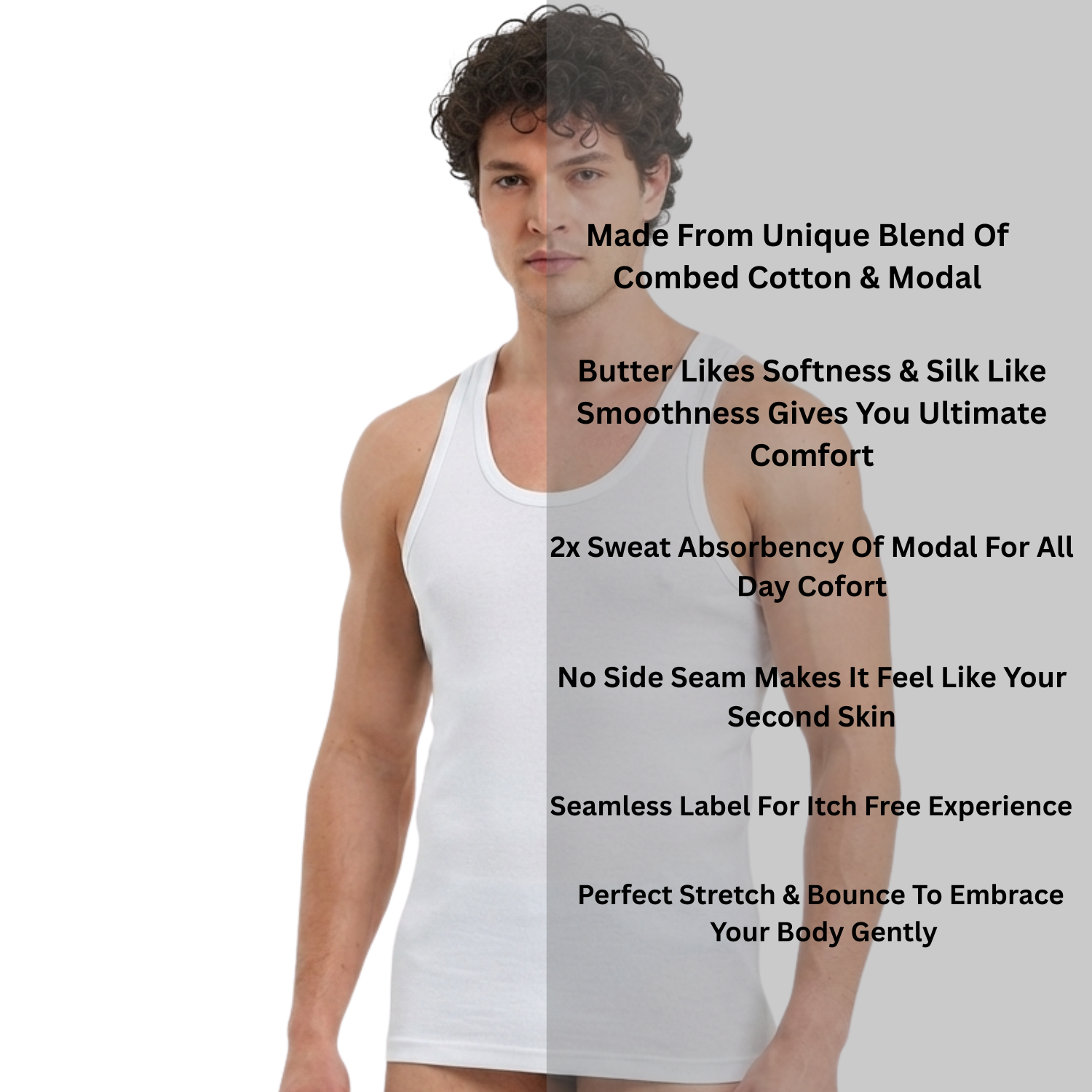 Neva Micro Modal Super Soft Seat Absorbing  White Vest Pack Of 4