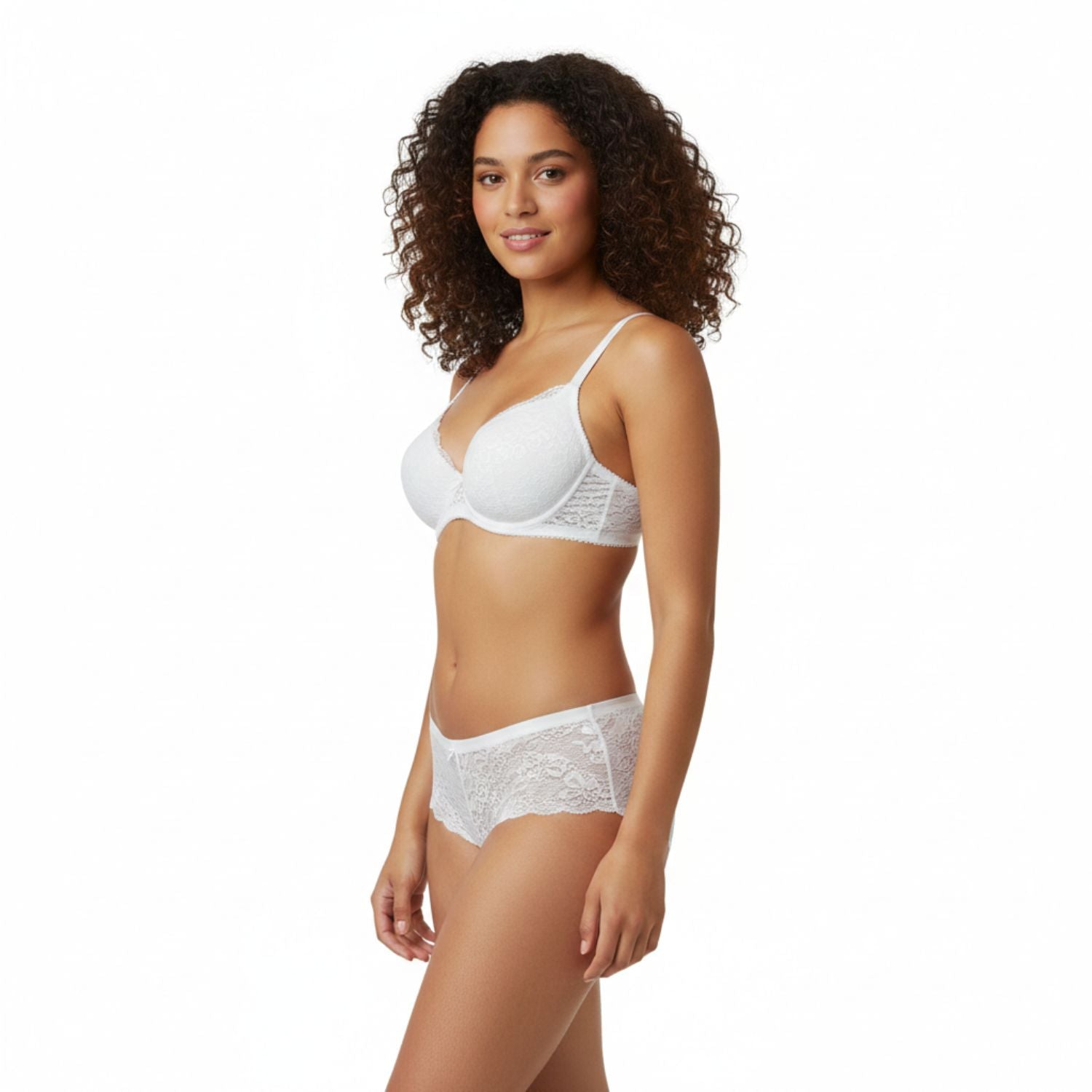 College Girl Neted “B” Cup Light Padded Non Wired Bra & Mid Rise Brief Lingerie Set Assorted Colors