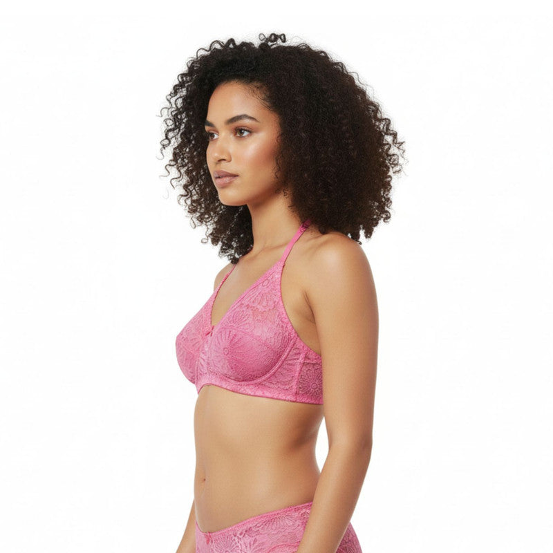 Spenca Neted Halter Neck With Thongs Nighty Free Size