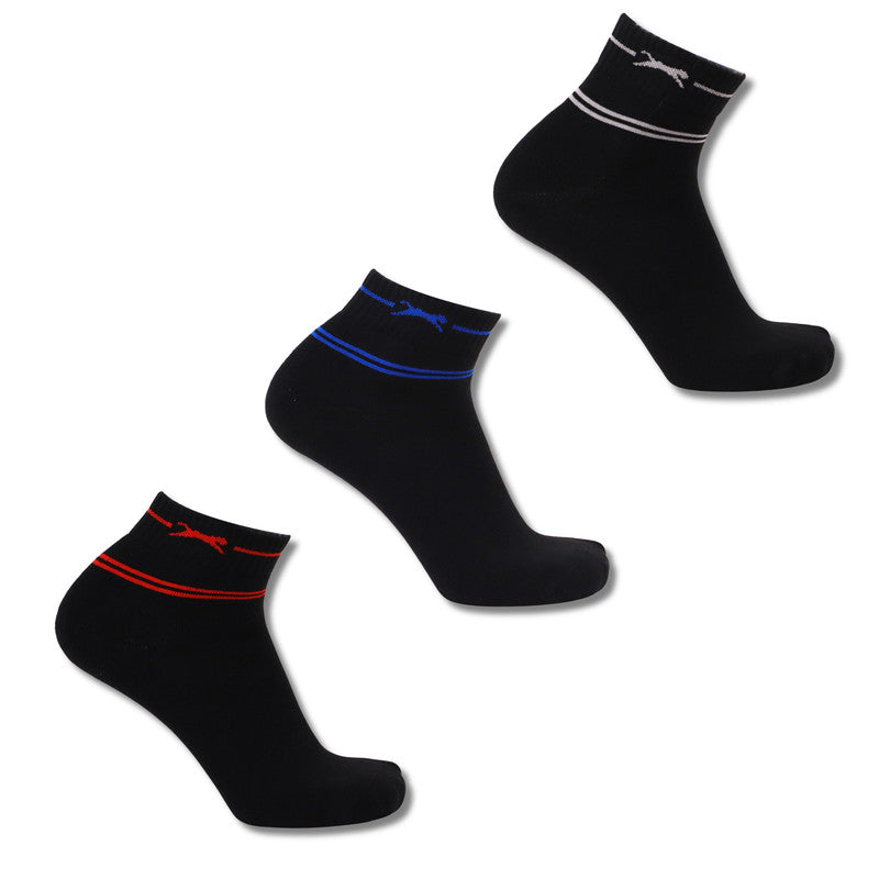 Black Panther Men Towel Cotton Ankle Socks Black Pack Of 3 (Free Size 18-26cm)