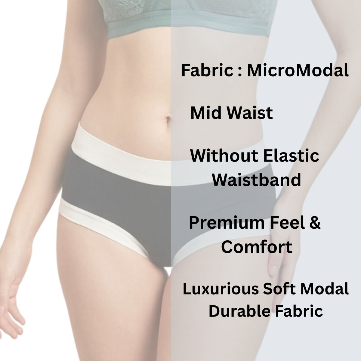 Body X Women Luxurious Soft Modal Mid Waist Full Brief Panty Pack Of 3 Assorted Colors