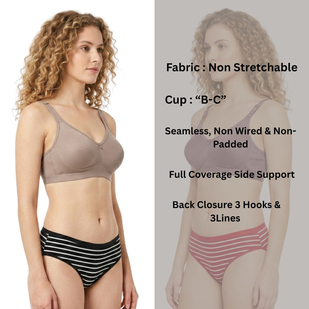 Goodwill Non Padded, Non Wired, Seamless Bra Pack Of 3 Assorted Colors