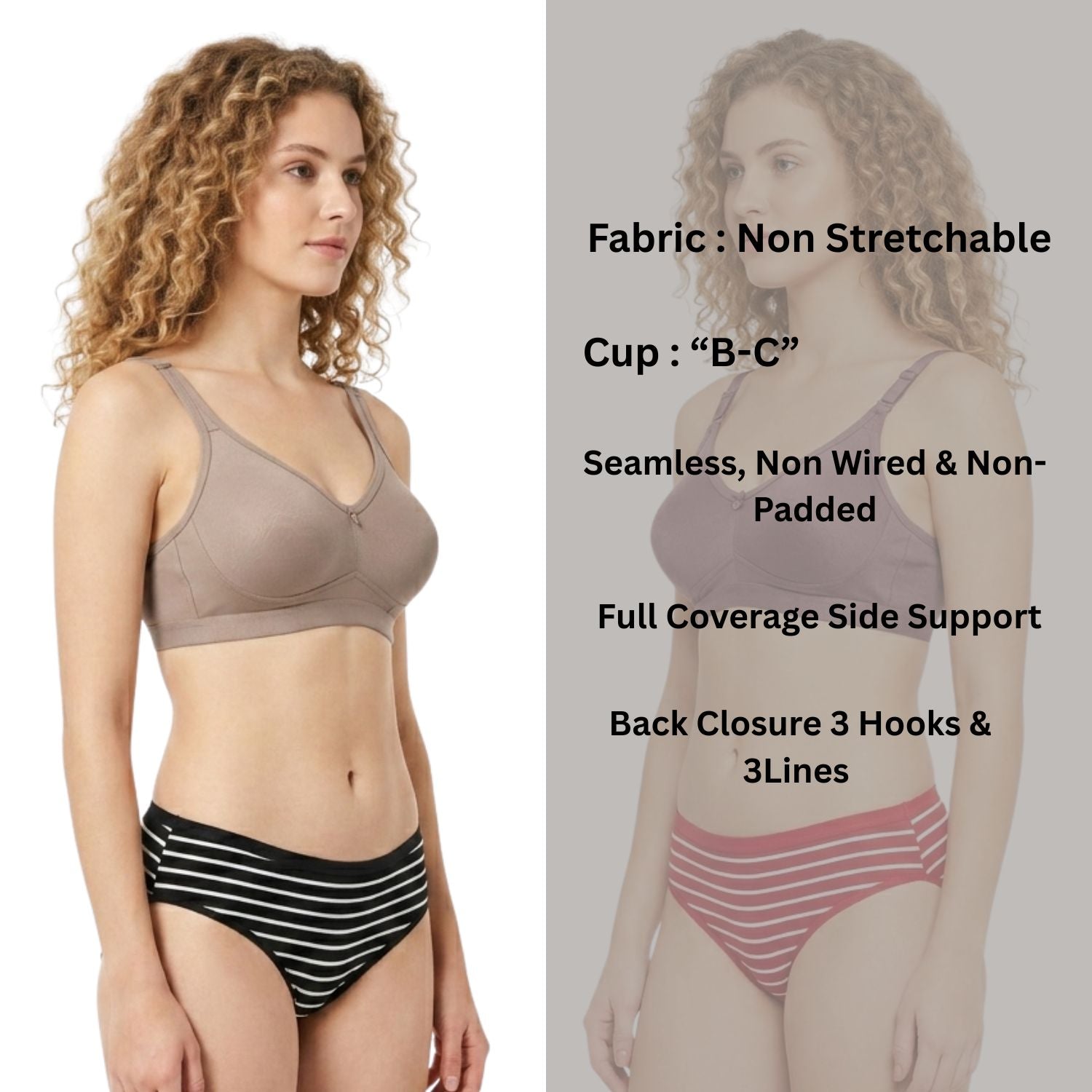 Goodwill Non Padded, Non Wired, Seamless Bra Pack Of 3 Assorted Colors