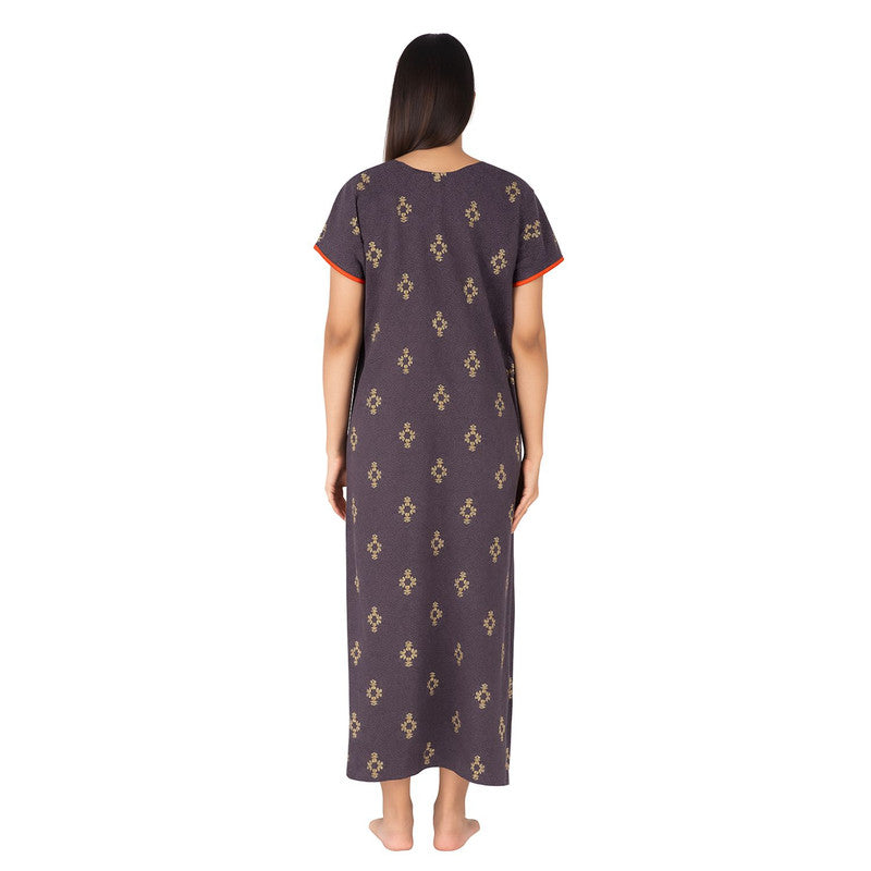 Spenca Cotton Printed Plates Nighty Gown L Size