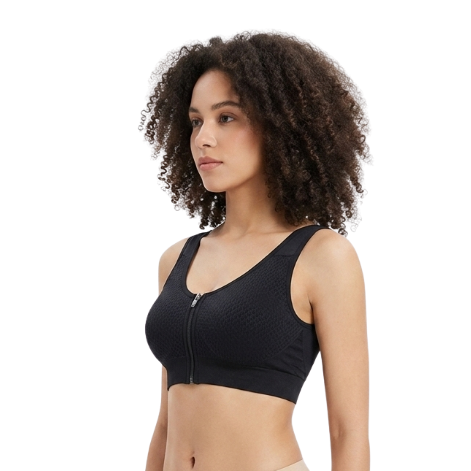 Spenca Stretchable Polymide Zipper Sports Bra / One Size / Assorted Colors