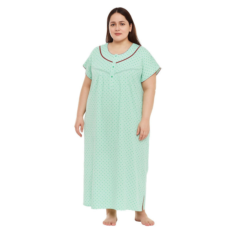 Spenca Cotton Printed Front Plates Nighty Gown 2XL Size