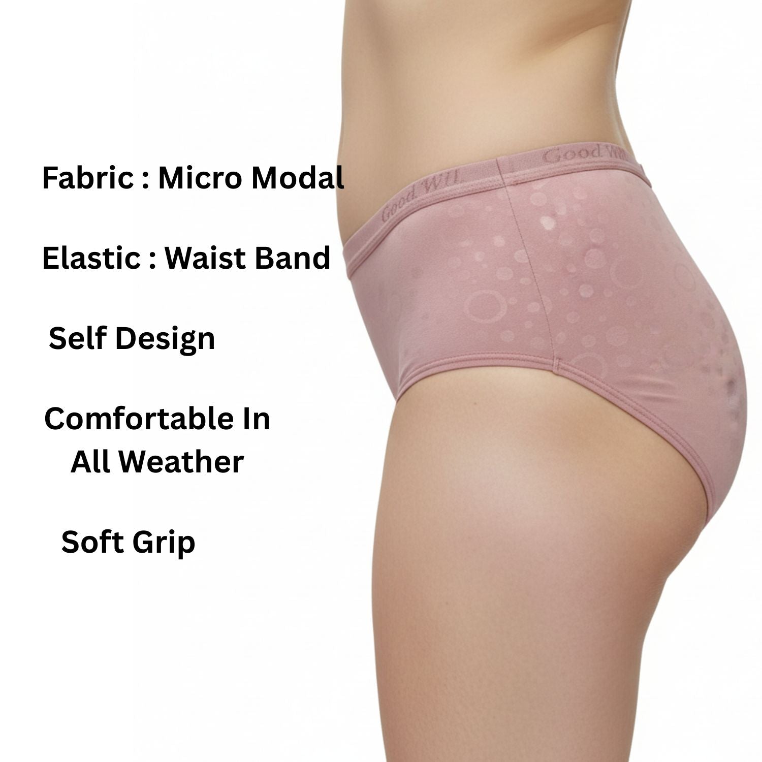 Goodwill Micro Modal Self Design Mid Rise Panties Pack Of 3 Assorted Colors
