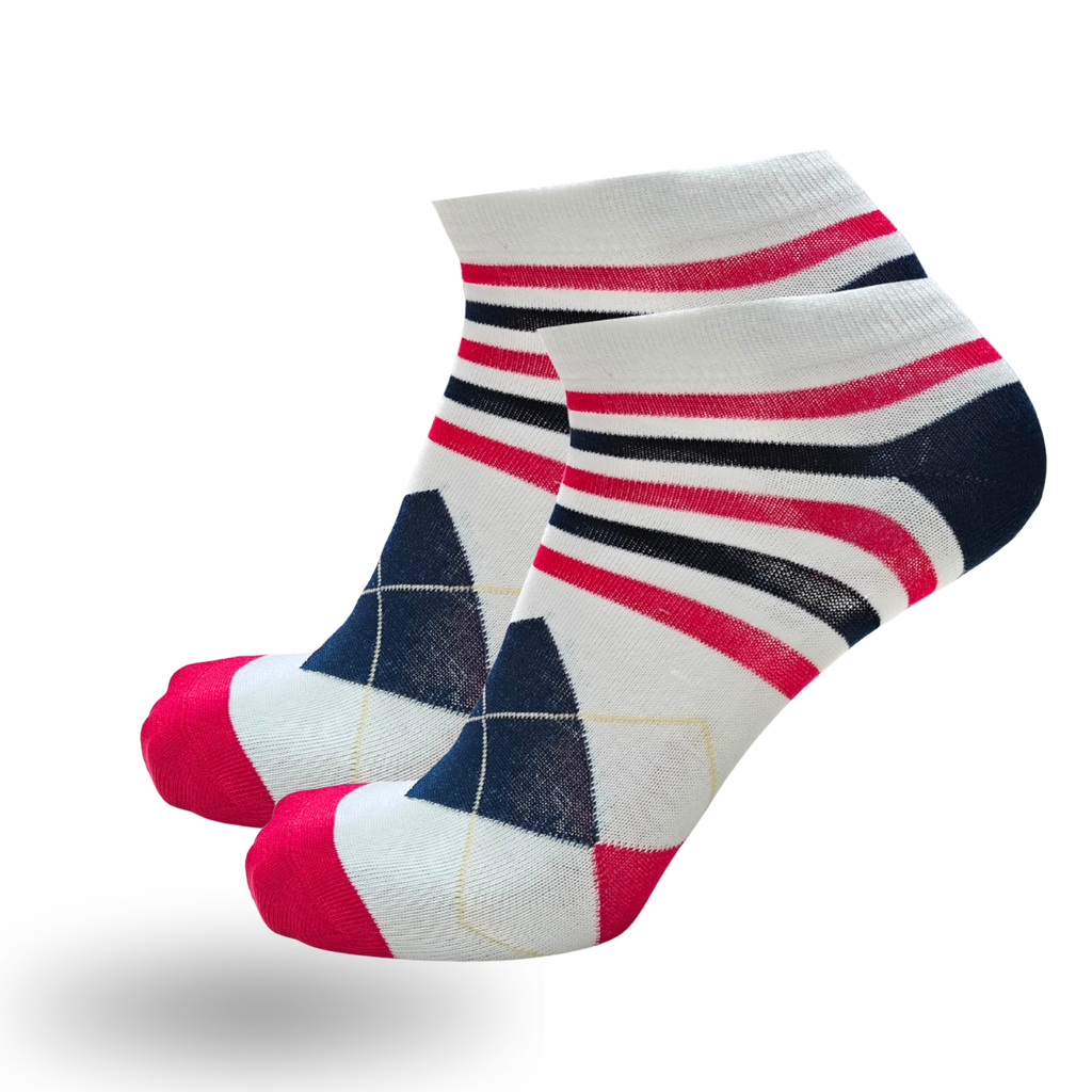 BodyCare Men's Cotton Sneaker Printed Socks Pack Of 5 Assorted Colors