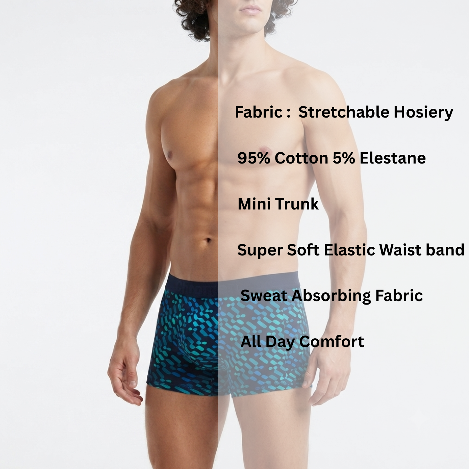 Macroman Printed Stretchable Hosiery Mini Trunk Pack Of 5 Assorted Colors