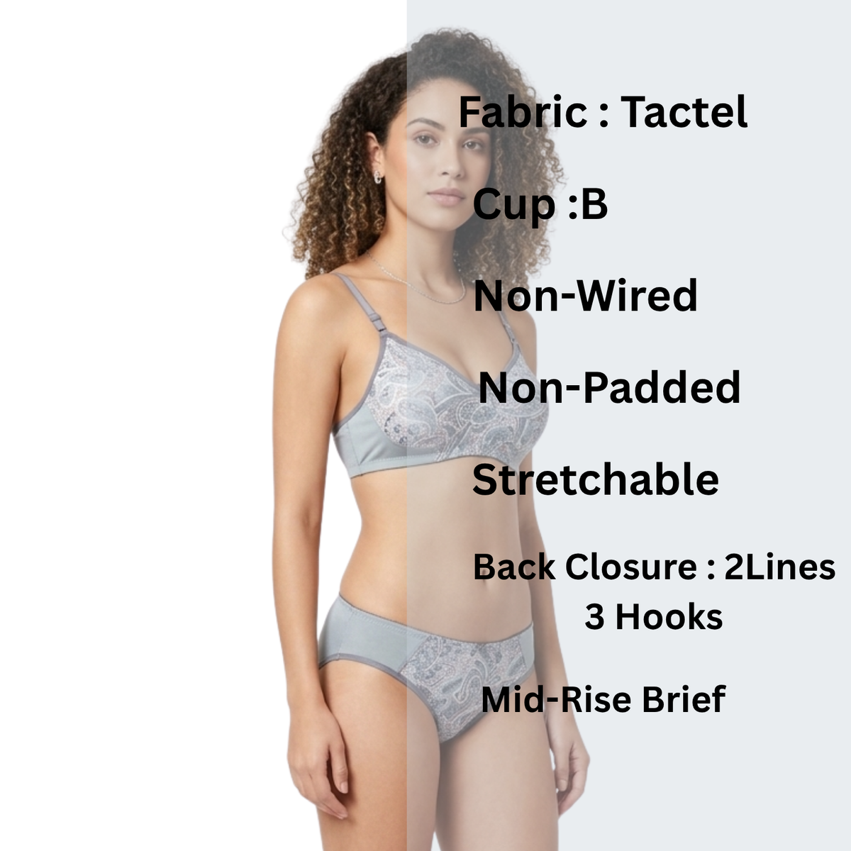 Alishan Seamless Stretchable Tactel Non Padded "B" Cup Lingerie Set