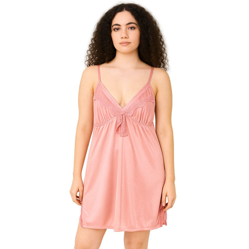 Spenca Solid Satin Free Size Room-Nighty