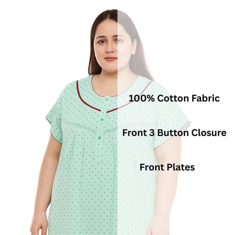 Spenca Cotton Printed Front Plates Nighty Gown 2XL Size