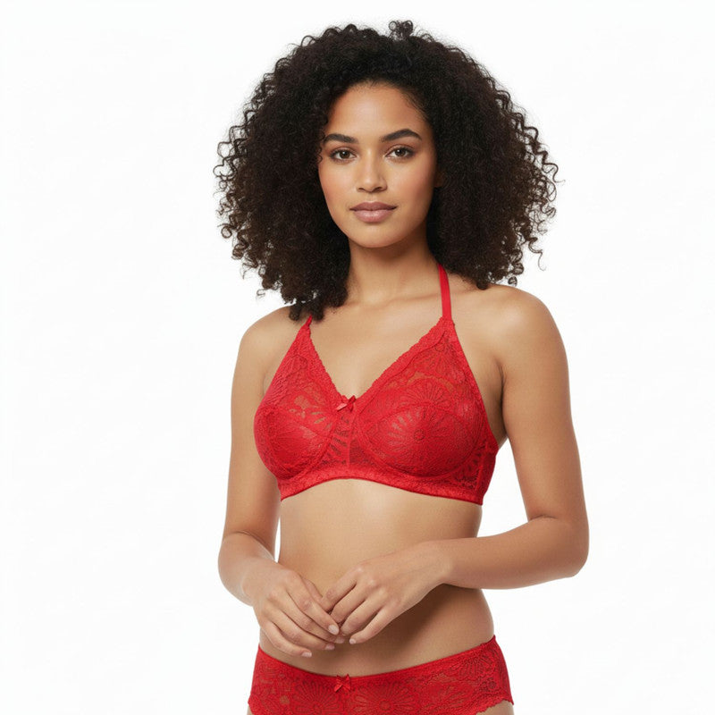 Spenca Neted Halter Neck With Thongs Nighty Free Size