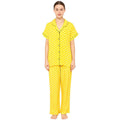 Spenca Rayon Women Front Open Night Suit Yellow