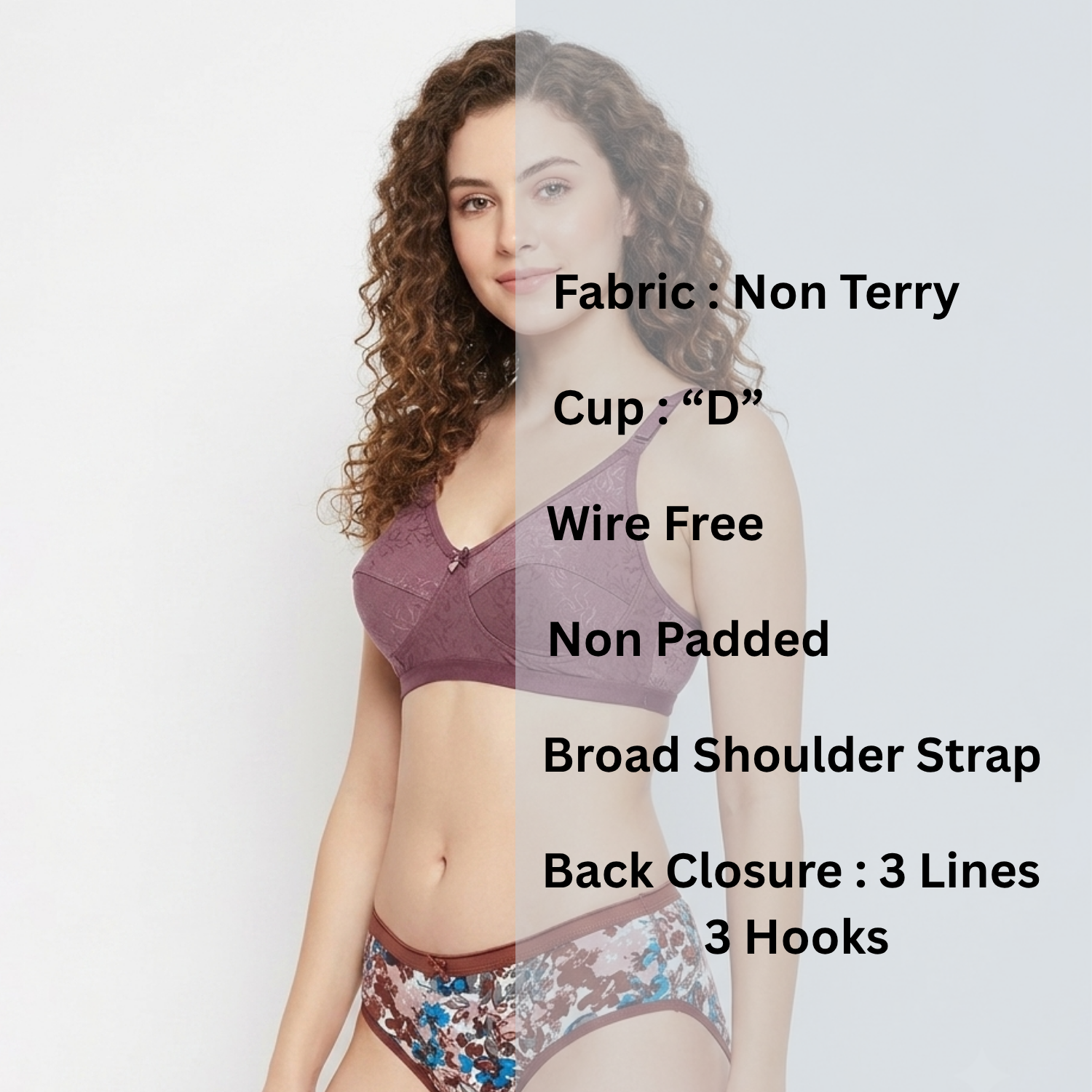 Goodwill Stretchable Self Design "D" Cup Full Coverage Non Padded Bra Pack Of 3 Assorted Colors