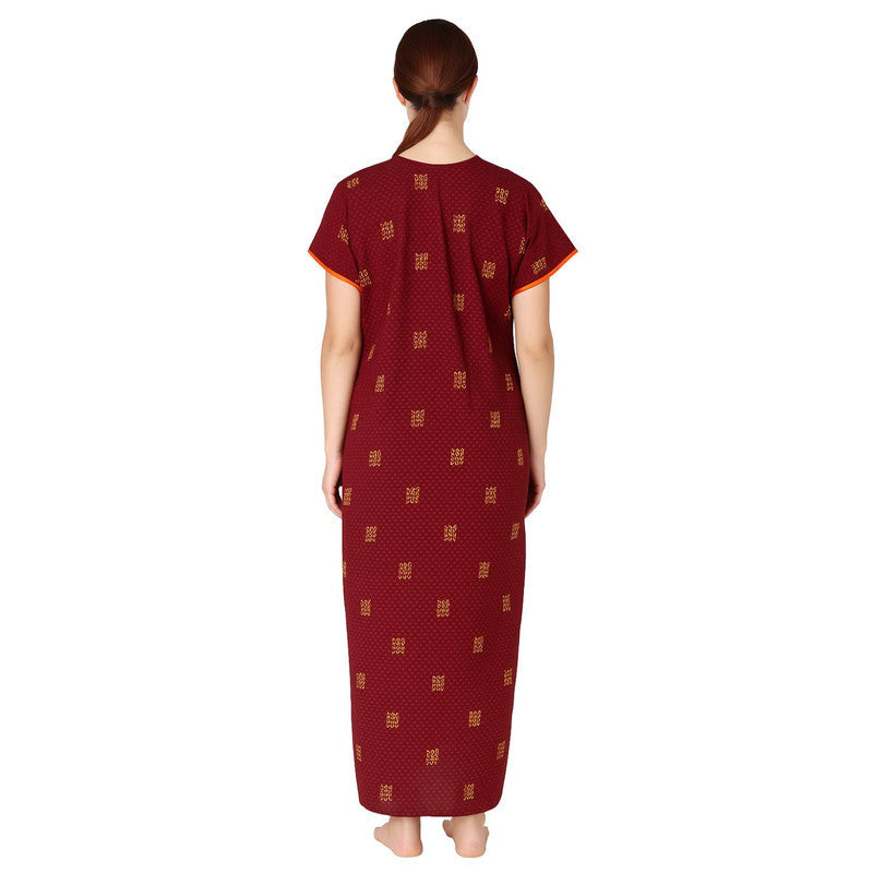 Spenca Cotton Printed Plates Nighty Gown L Size