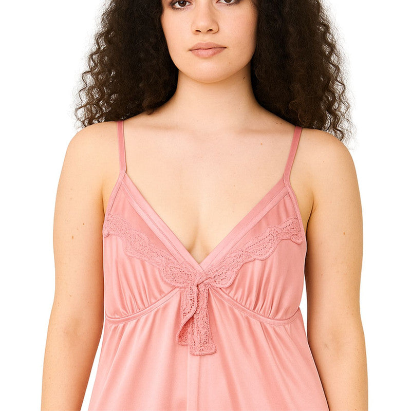 Spenca Solid Satin Free Size Room-Nighty