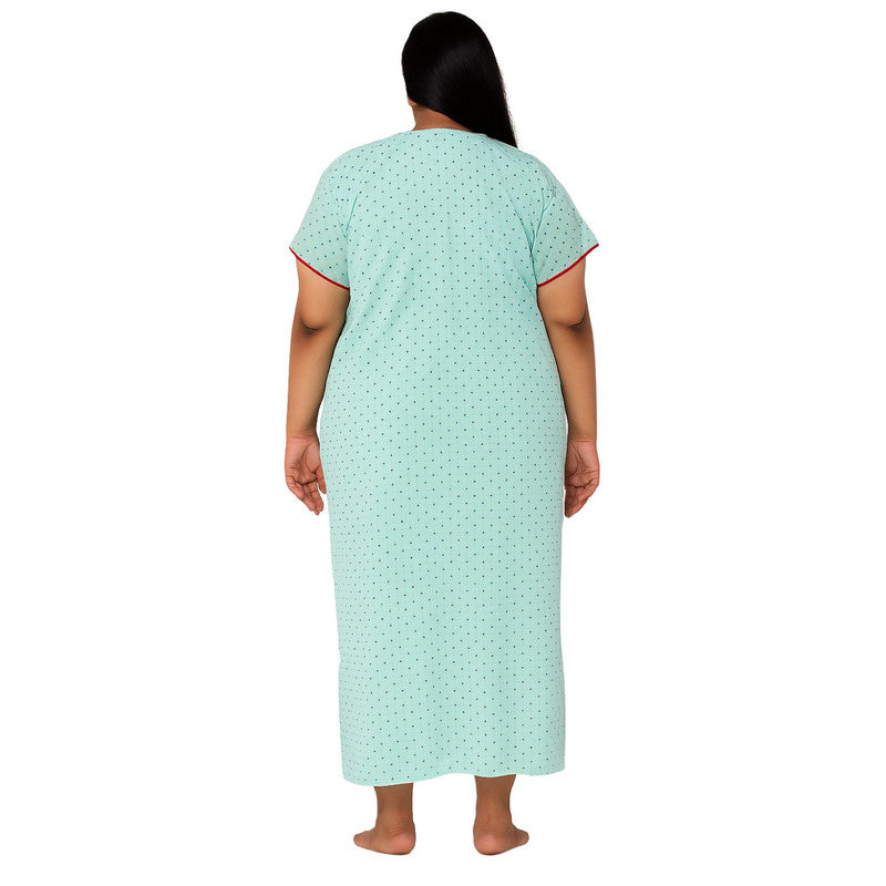 Spenca Cotton Printed Front Plates Nighty Gown 2XL Size