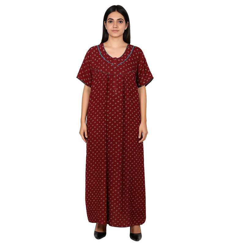Spenca Alpine Cotton Printed Plates Nighty Gown 2XL Size