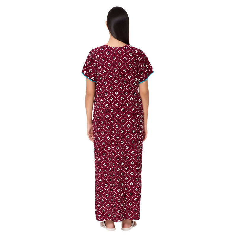 Spenca Cotton Printed Plates Nighty Gown L Size