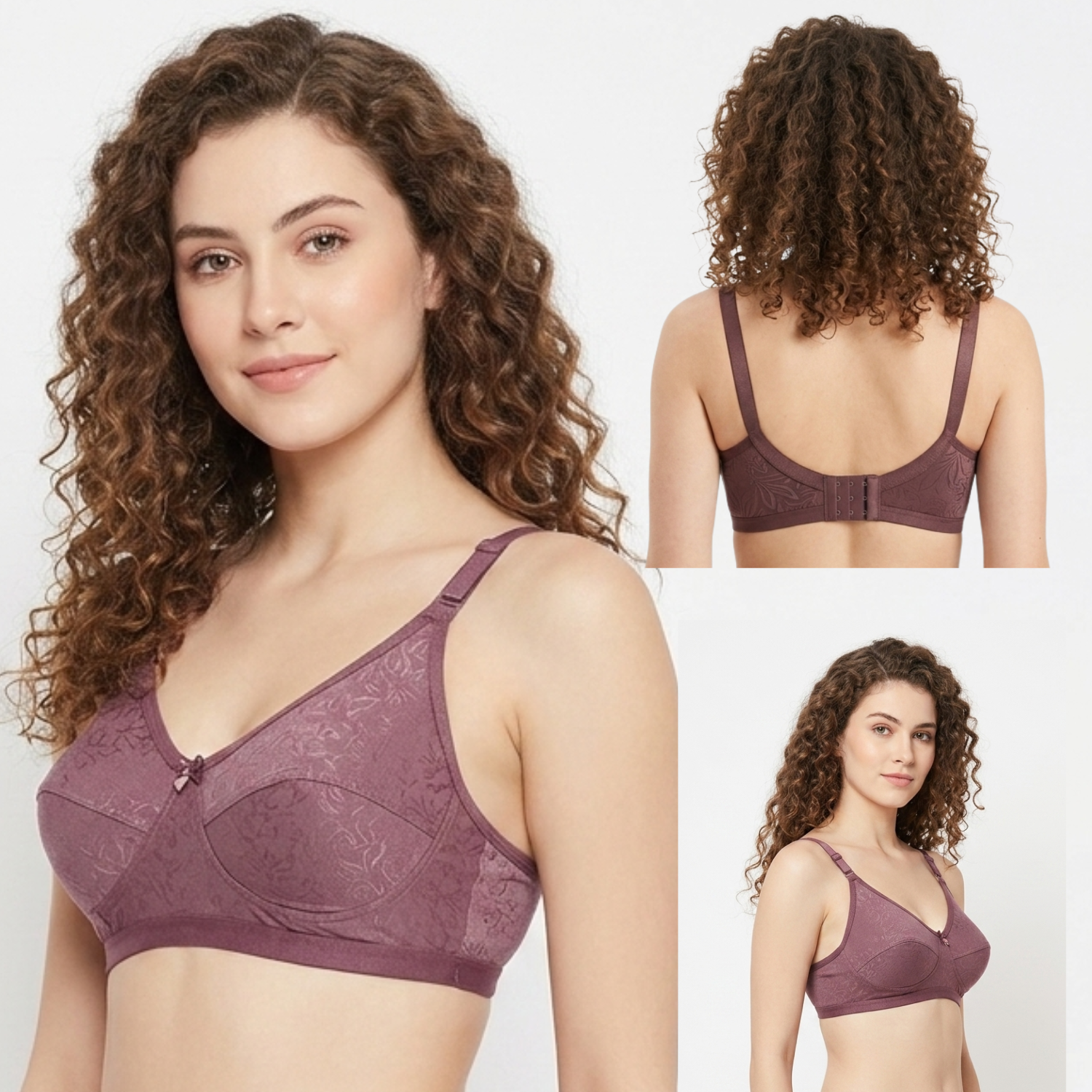 Goodwill Stretchable Self Design "D" Cup Full Coverage Non Padded Bra Pack Of 3 Assorted Colors