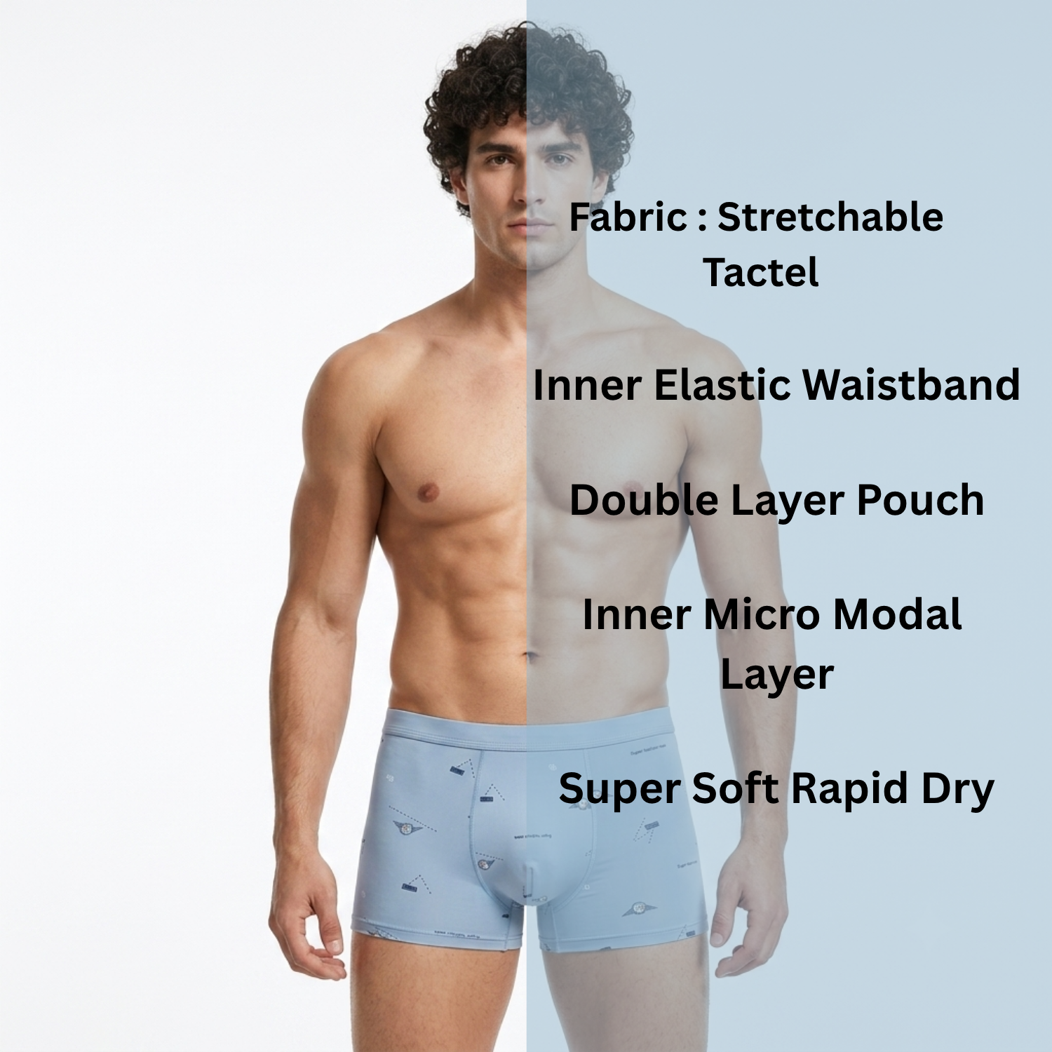Spenca Super Stretchable Tactel Printed Inner Elastic Trunk Pack Of 3 Assorted Colors