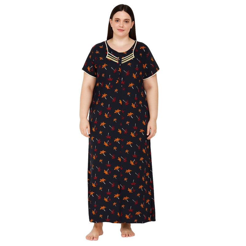Spenca Cotton Printed Plates Nighty Gown L Size