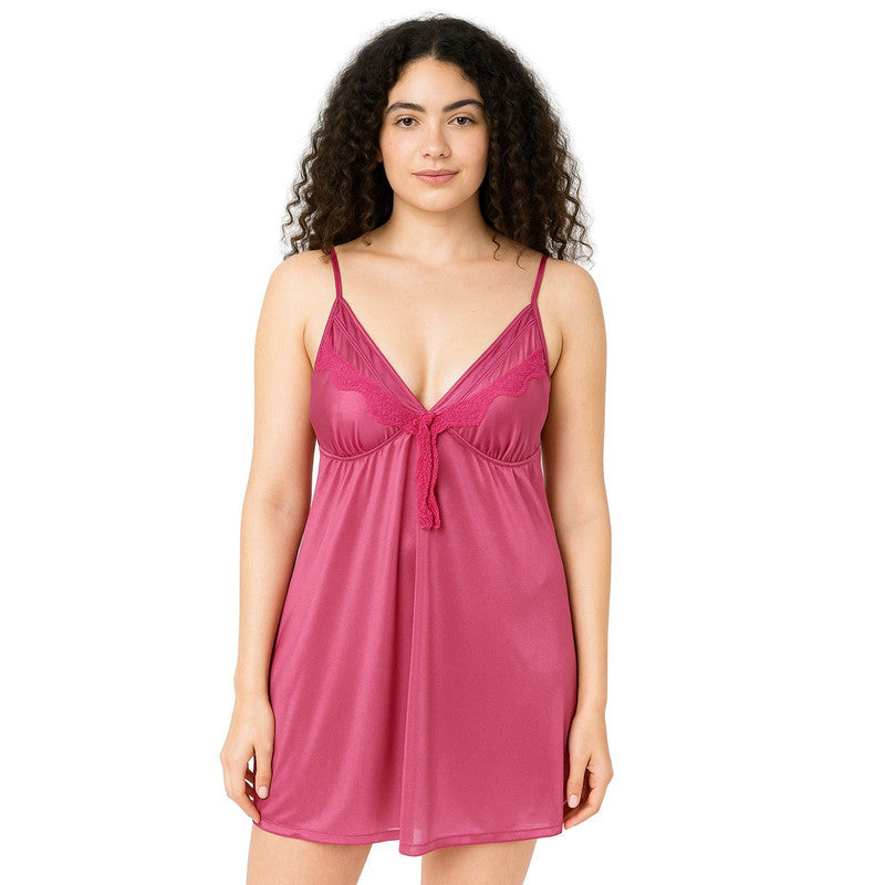 Spenca Solid Satin Free Size Room-Nighty