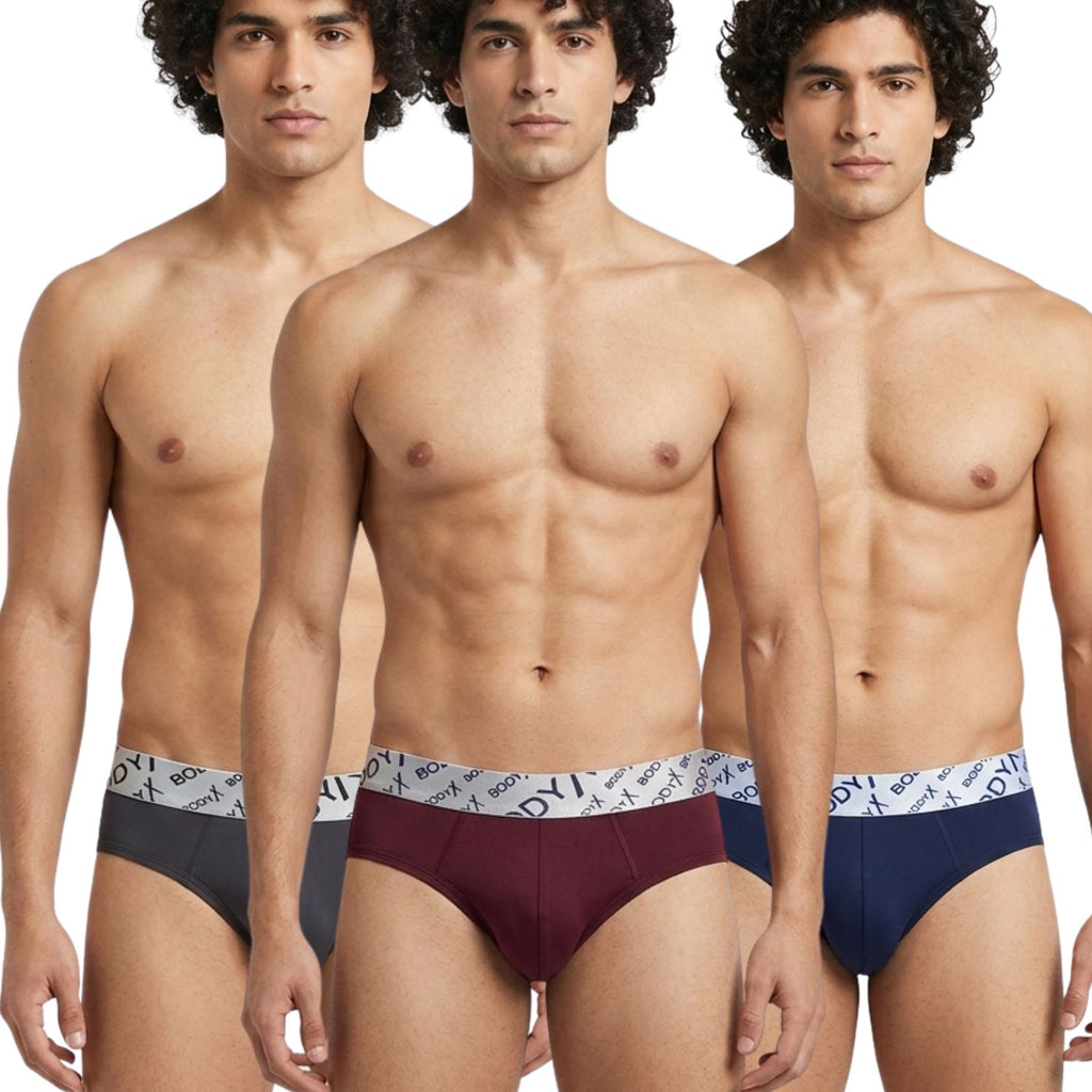 Body X Stretchable Tactel Briefs Pack Of 3 Assorted Colors