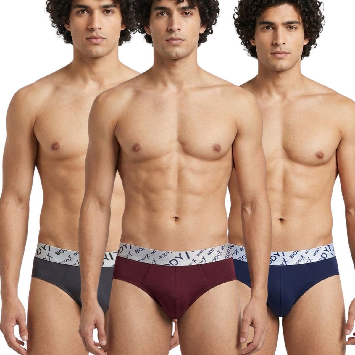 Body X Stretchable Tactel Briefs Pack Of 3 Assorted Colors