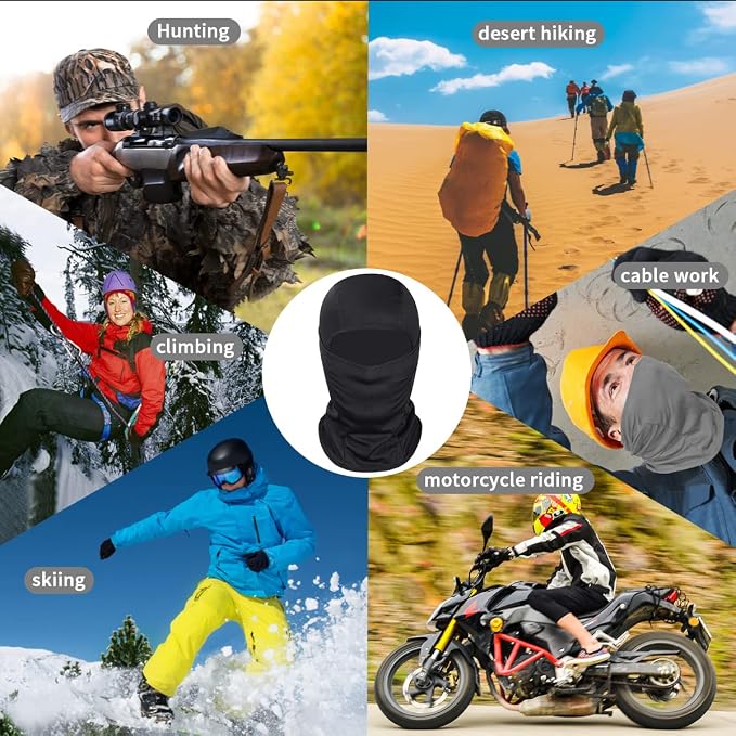 Veto Balaclava Face Mask Cycling Ski for Men and Women Sun Hood Tactical Masks Suitable for Outdoor Sports Motorcycle Fishing Black Pack Of 2