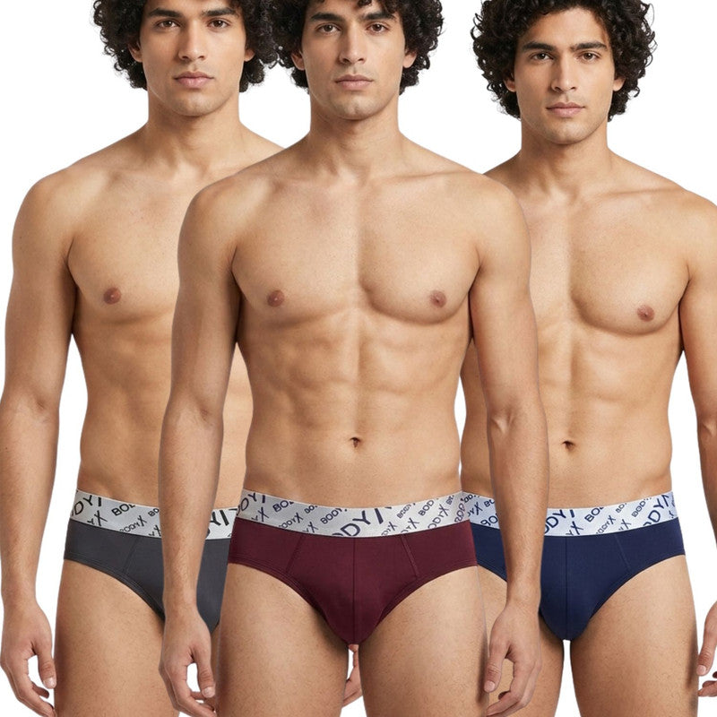 Body X Stretchable Tactel Briefs Pack Of 3 Asstd Colors