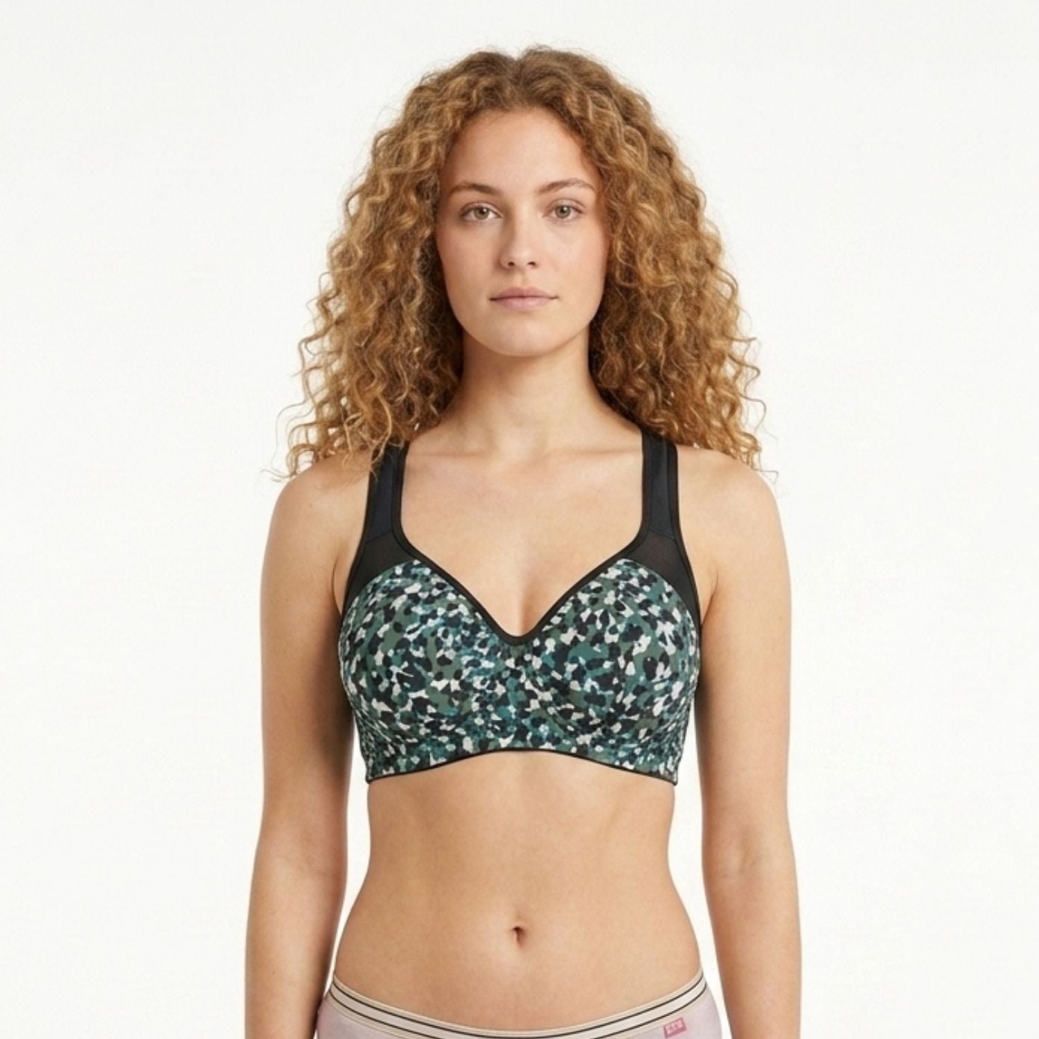 Stretchable Tactel Printed Wire-Free T-Back Bra Assorted Colors