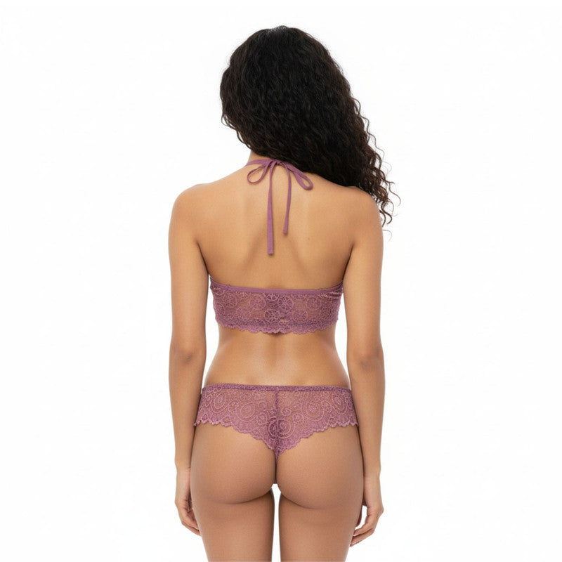 Spenca Neted Halter Neck With Thongs Nighty Free Size